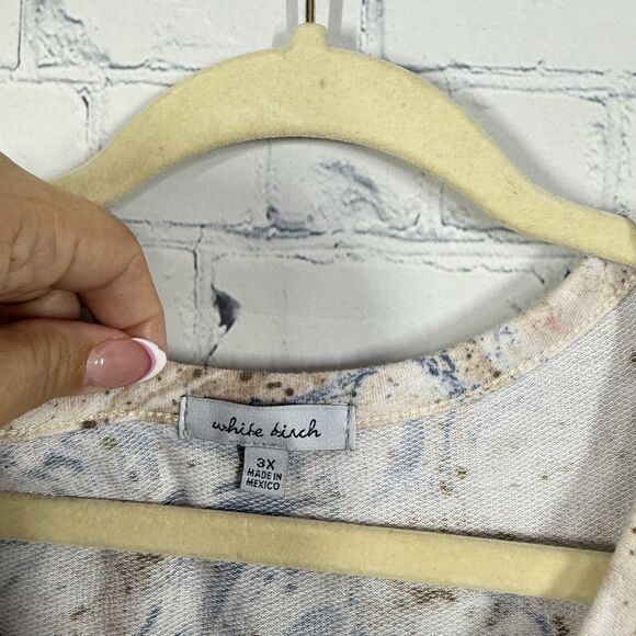 White Birch Tunic Women Plus 3X Soft Multicolor Soft Abstract Art to Wear Blouse - Picture 3 of 11